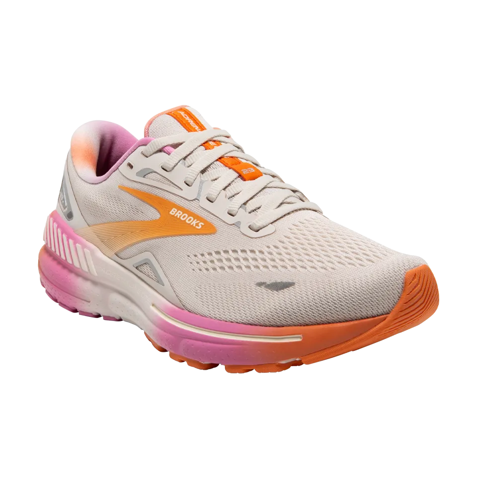 Brooks Women's Adrenaline GTS 23 B Width Sand/Sunset/Fuchsia