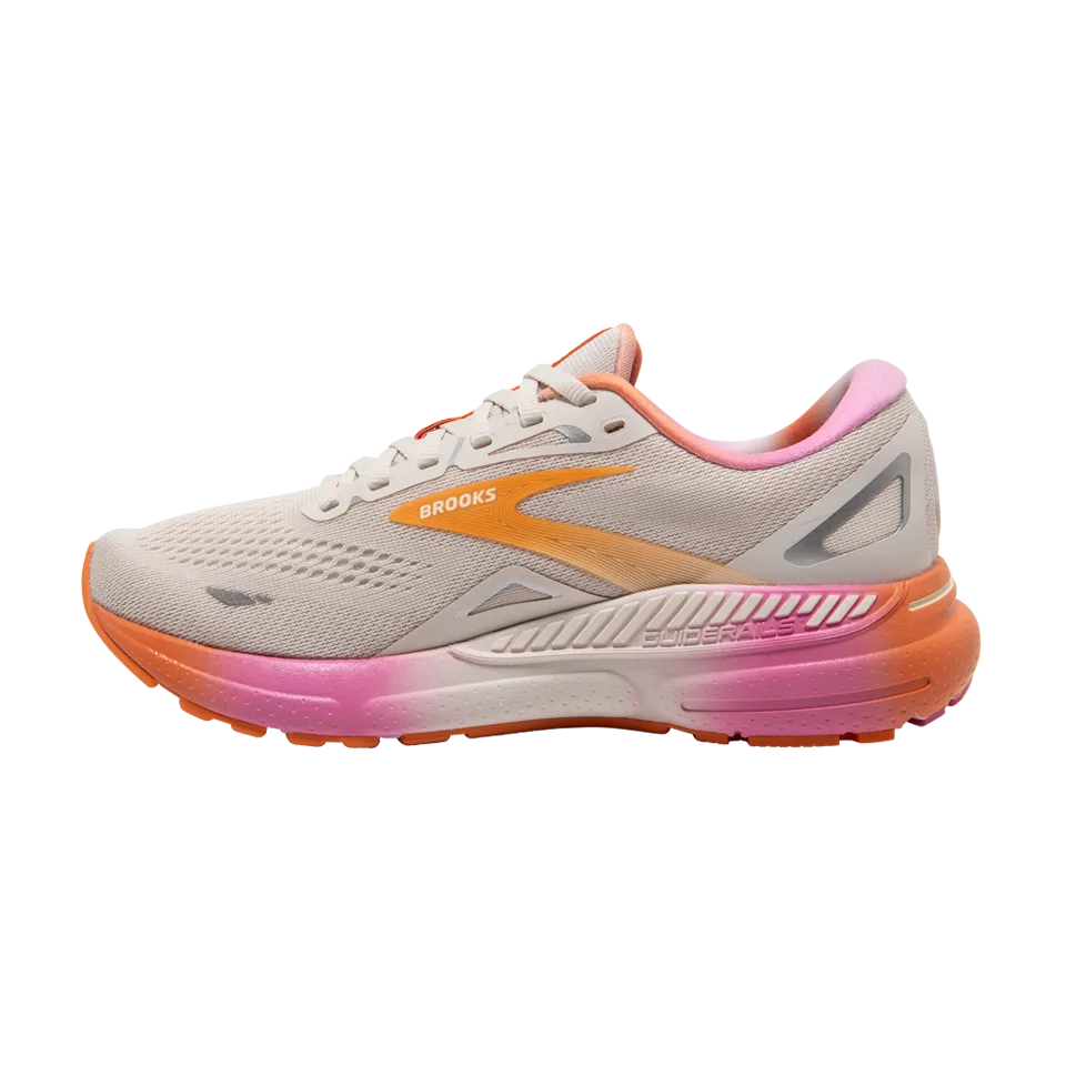 Brooks Women's Adrenaline GTS 23 B Width Sand/Sunset/Fuchsia