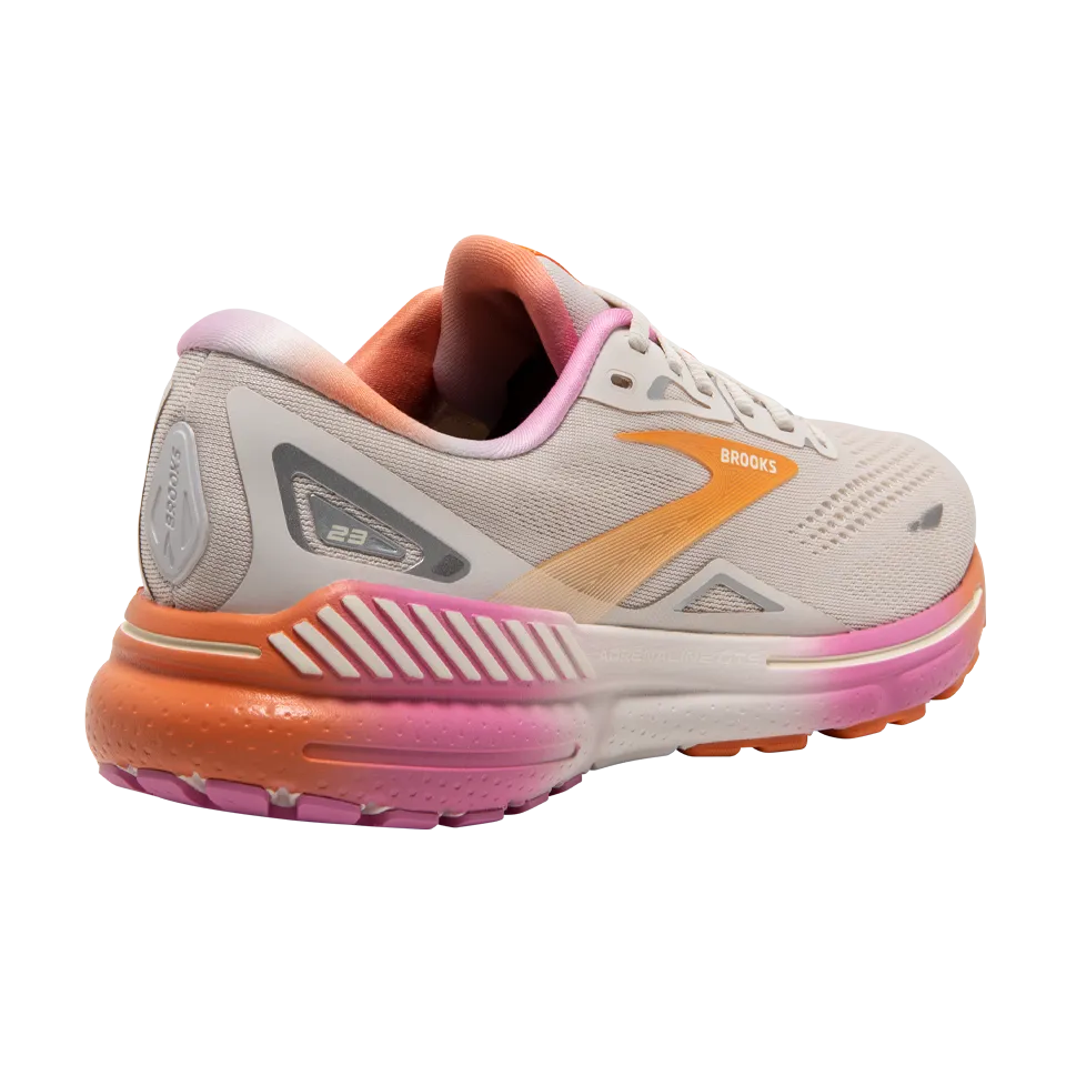 Brooks Women's Adrenaline GTS 23 B Width Sand/Sunset/Fuchsia