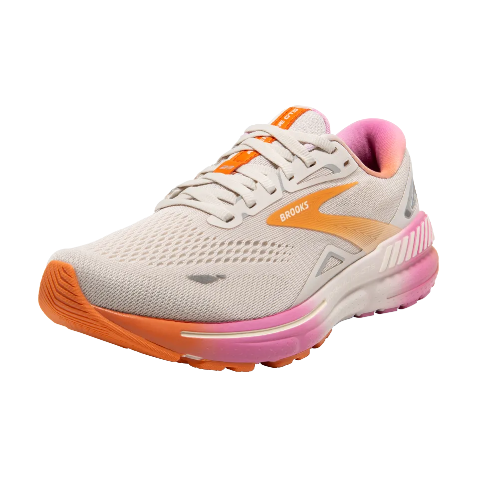 Brooks Women's Adrenaline GTS 23 B Width Sand/Sunset/Fuchsia