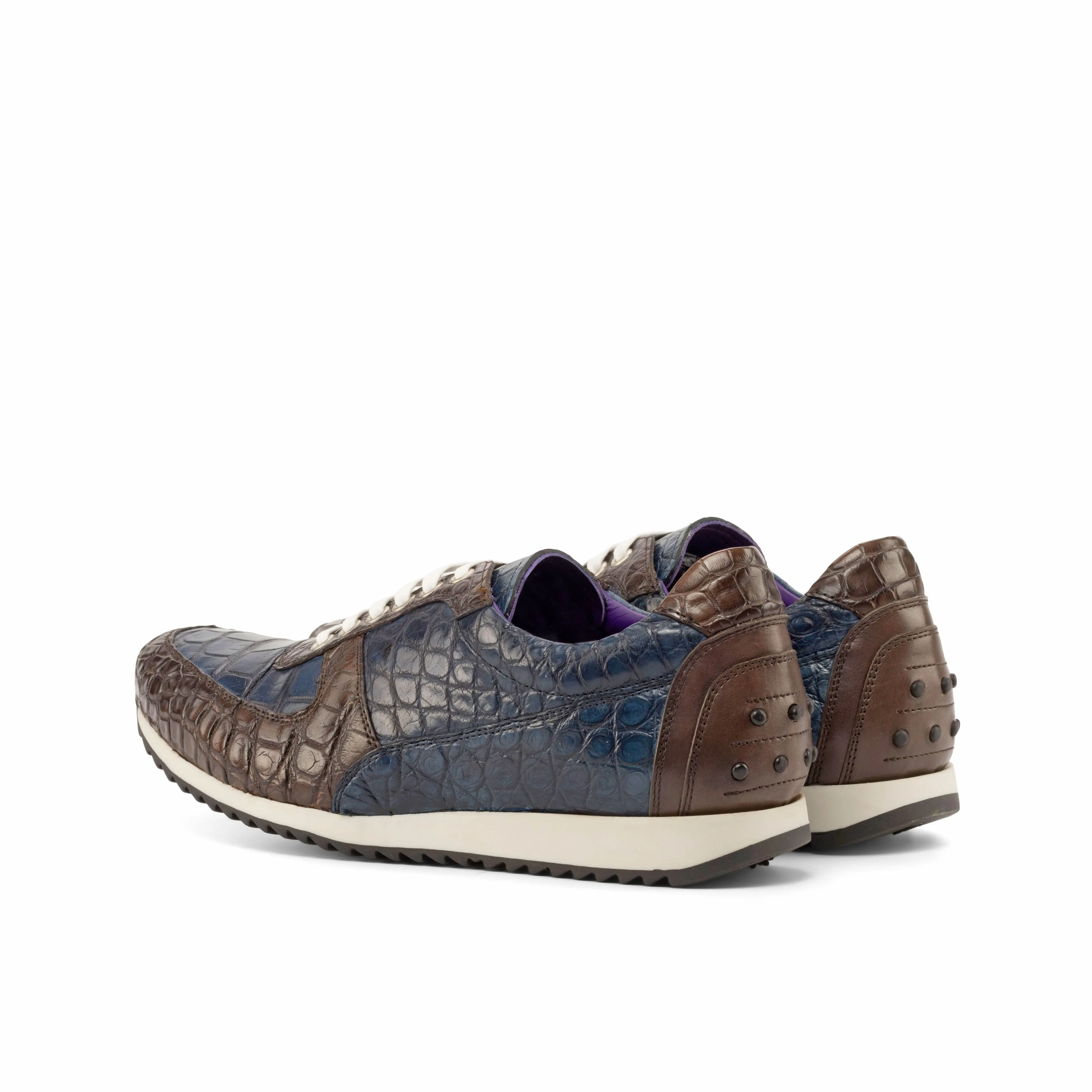 Brown & Navy Alligator Trainer Sneakers