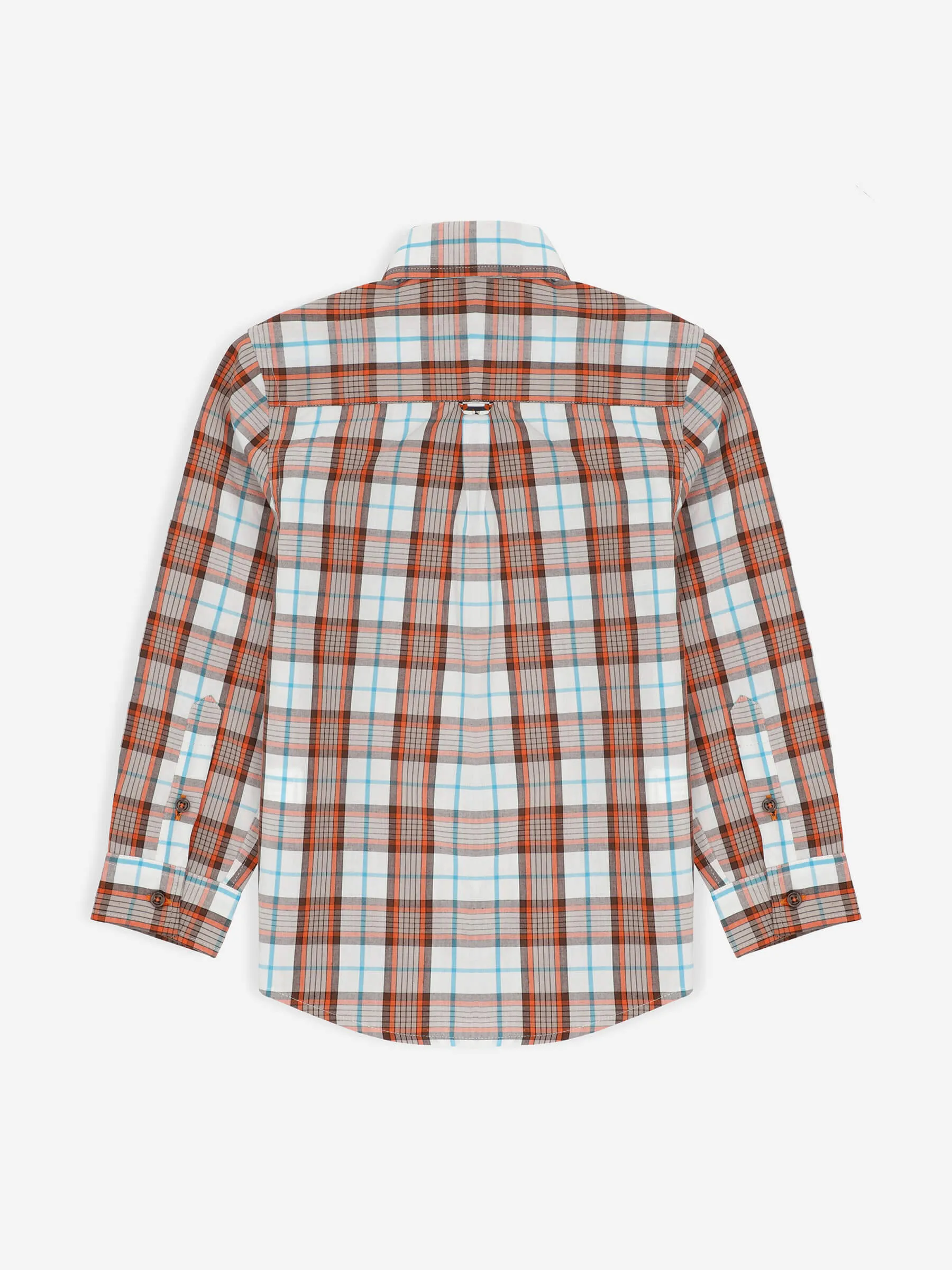 Brown & White Checkered Long Sleeve Casual Shirt