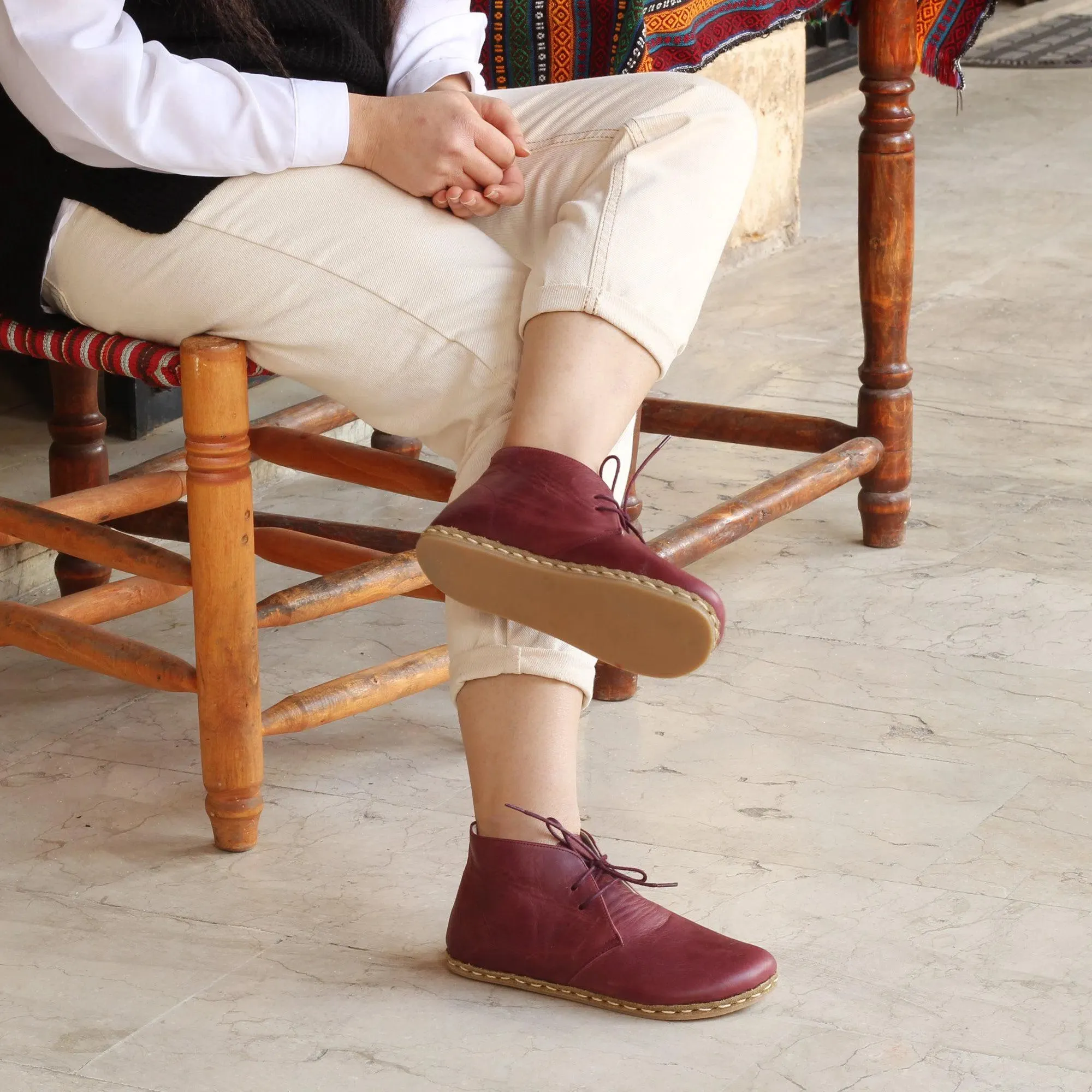 Burgundy Oxford Boots Women's