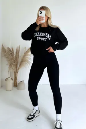 Calabasas black embroidered sweater and legging set