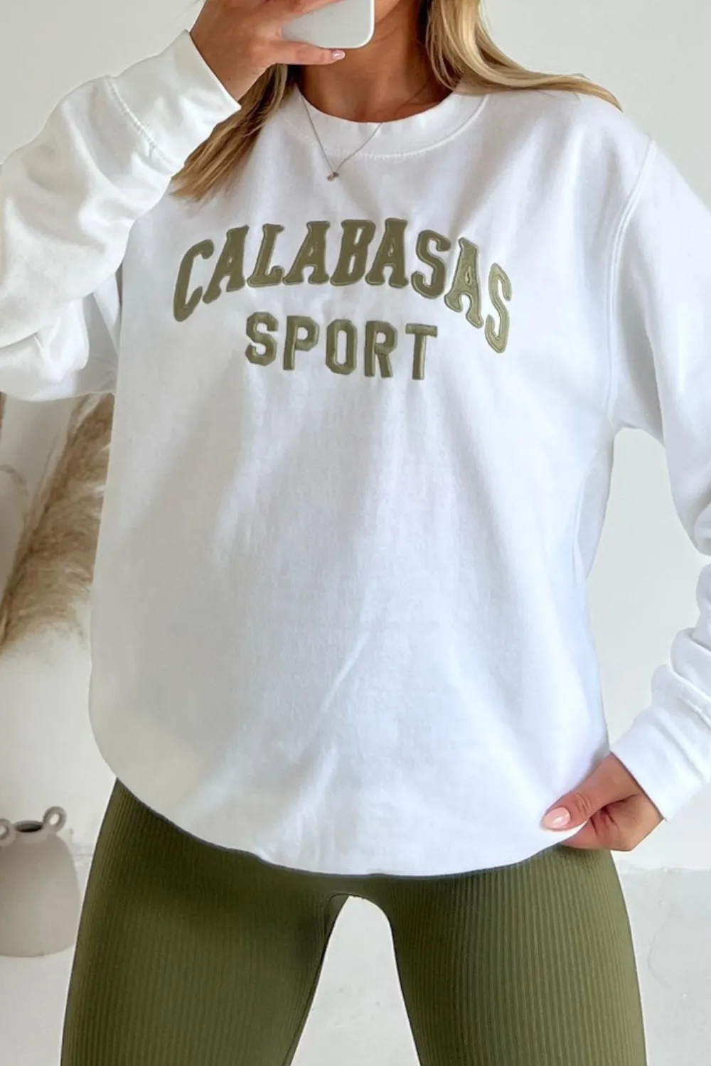 Calabasas white embroidered sweater and legging set