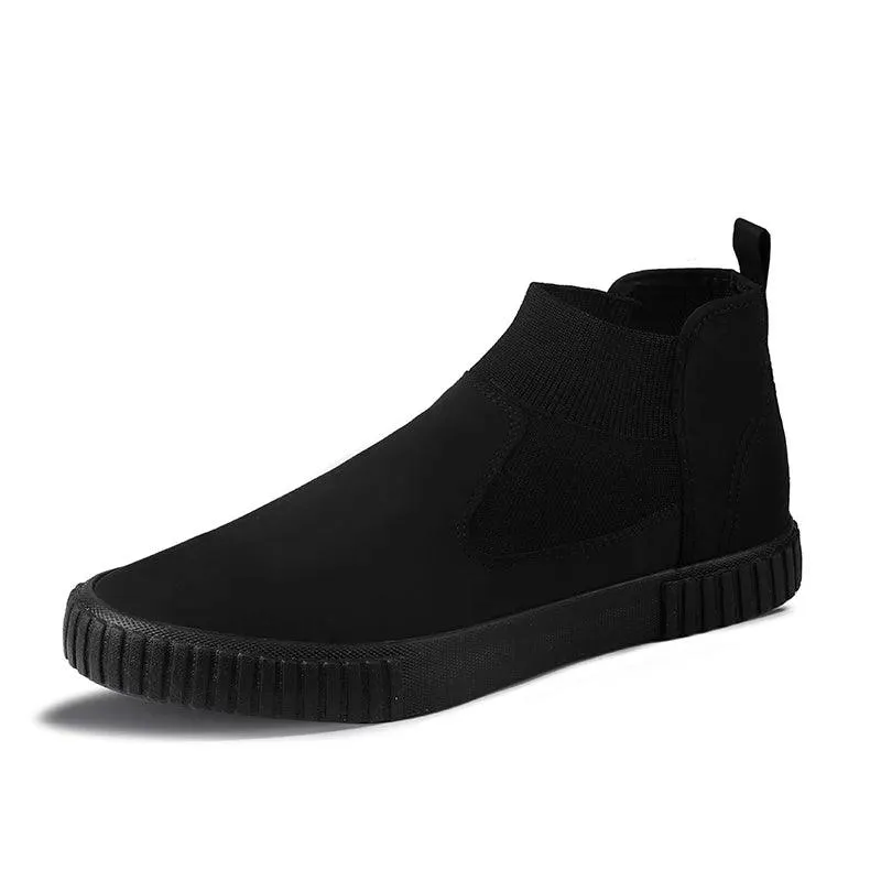 Canvas Men's Casual Shoes - Trainers Slip-on Chunky Sneakers High Top Boot