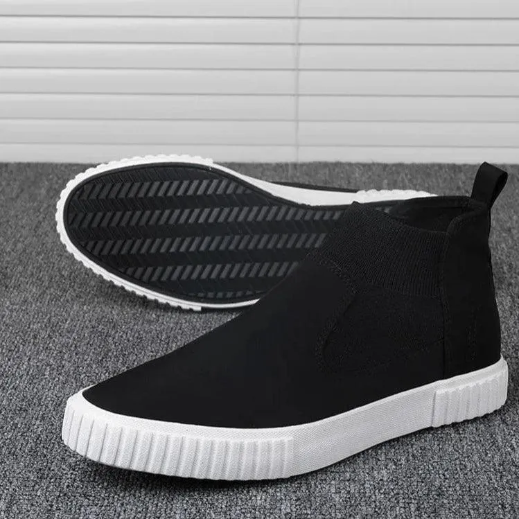 Canvas Men's Casual Shoes - Trainers Slip-on Chunky Sneakers High Top Boot