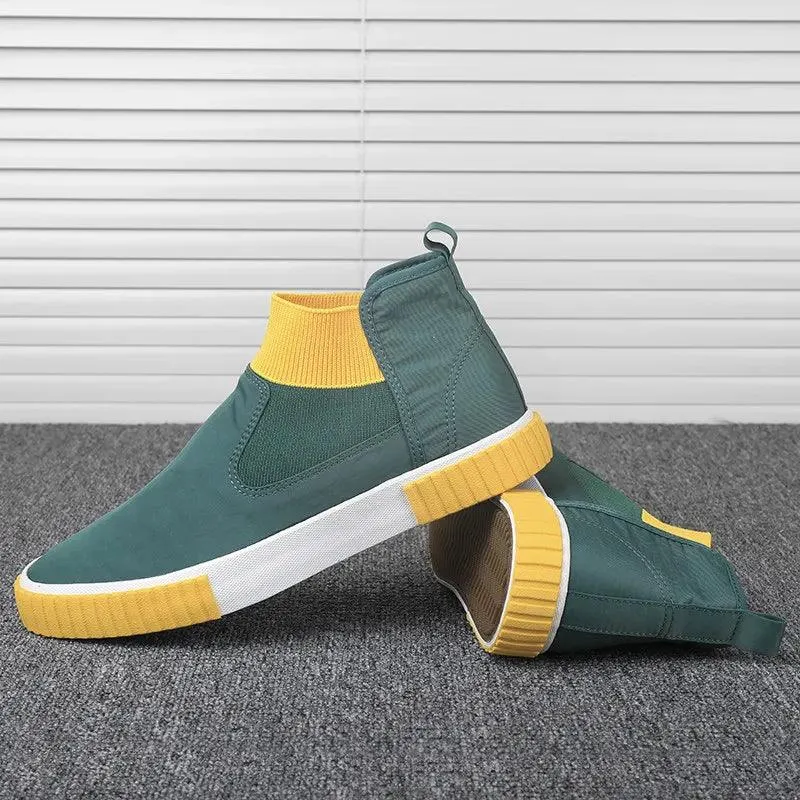 Canvas Men's Casual Shoes - Trainers Slip-on Chunky Sneakers High Top Boot