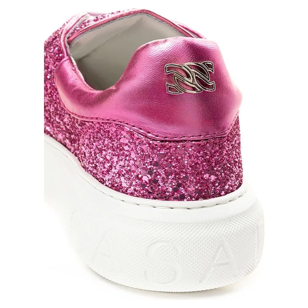 Casadei Fuchsia Elegance Leather Sneakers