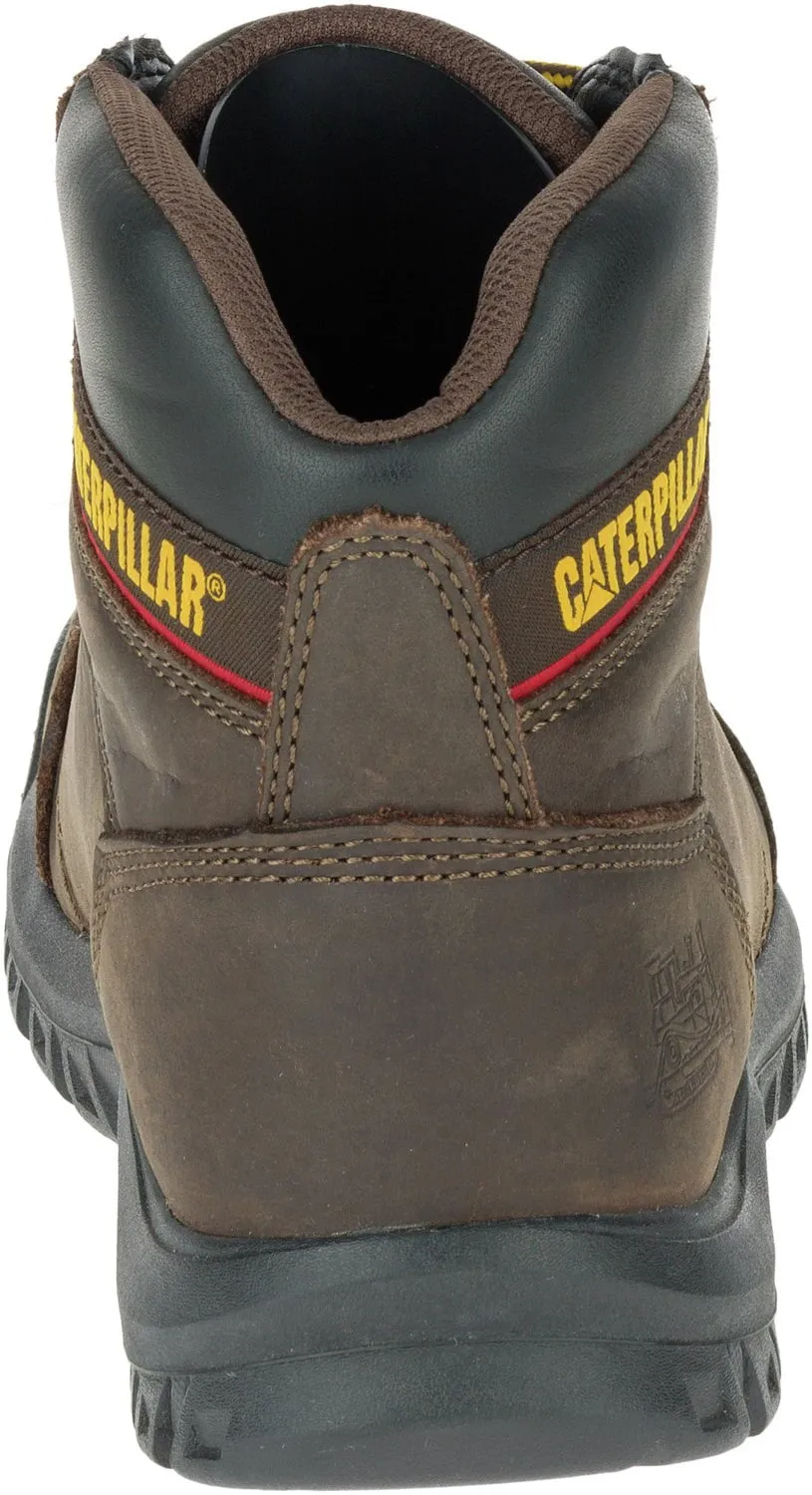 CAT Mens Outline Seal Brown Leather Work Boots