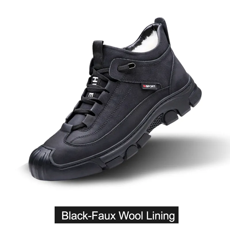 🔥Christmas Hot Sale🔥 Men's Faux Wool Lining Leather Sneaker