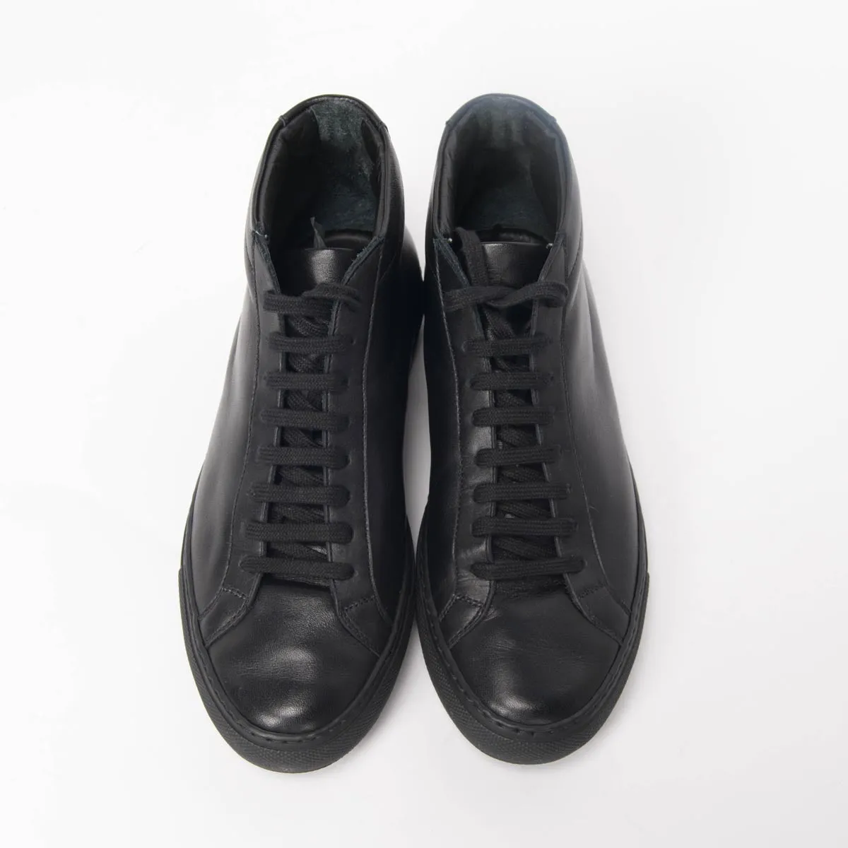 Common Projects Black Leather Achilles Mid Sneakers 36