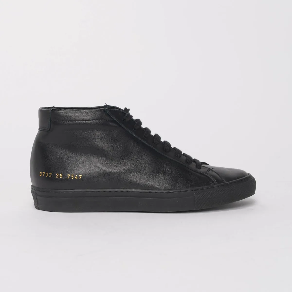 Common Projects Black Leather Achilles Mid Sneakers 36