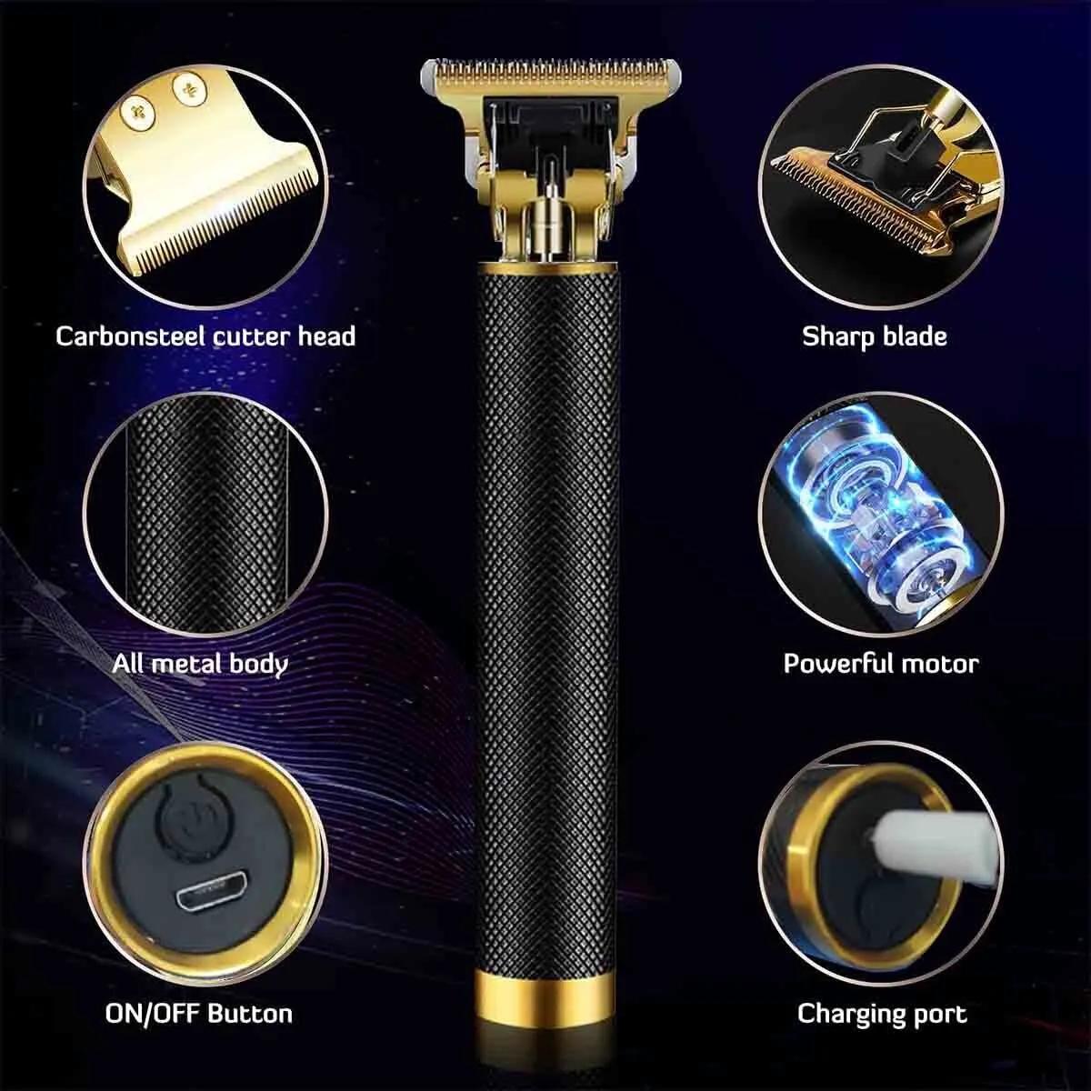 Cordless Hair Clippers Trimmer Shaving Machine-Gold