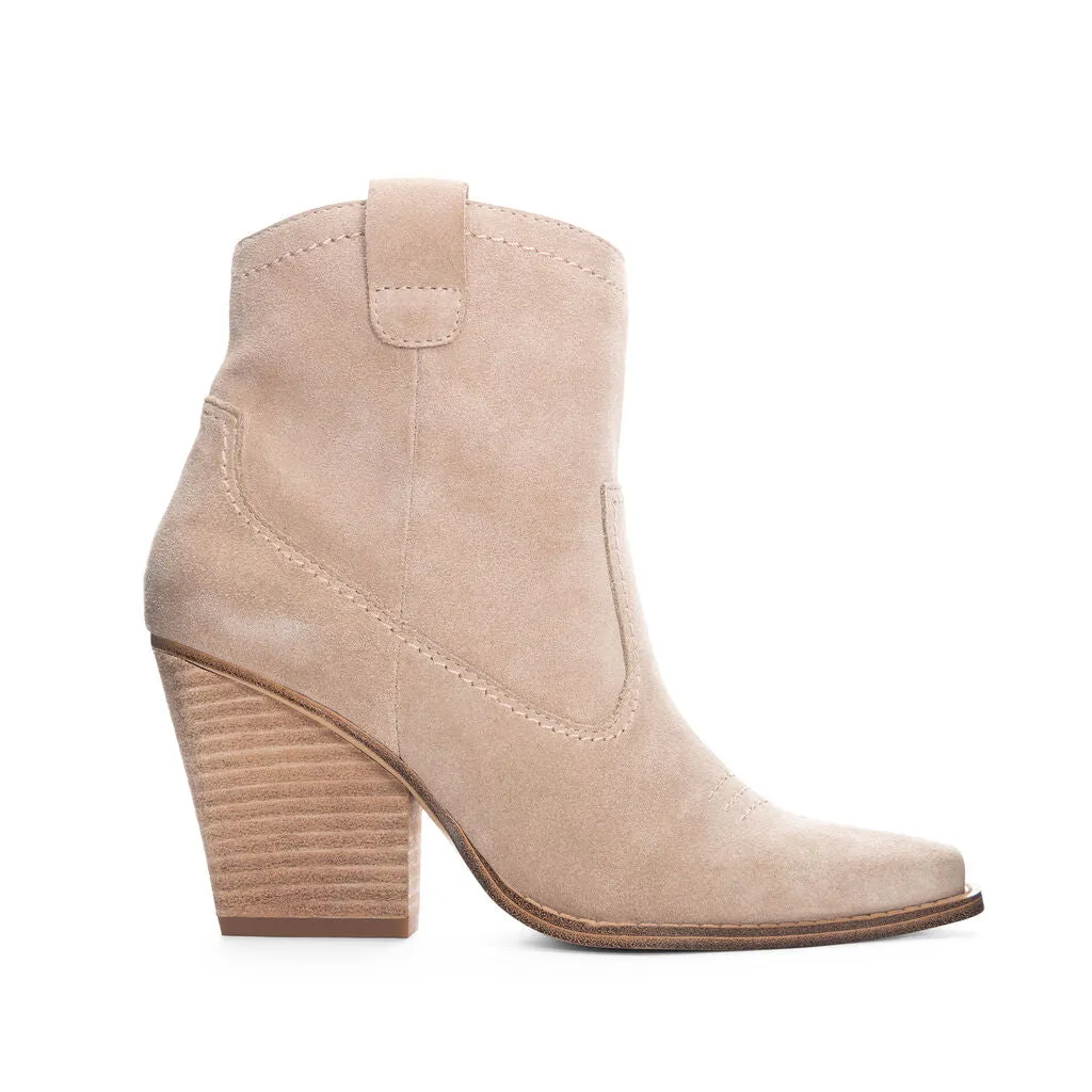 Corinna Suede Western Booties, Natural | Chinese Laundry