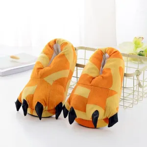 Cozy Cartoon Paw Slippers for Parents and Kids - Plush Velvet Non-Slip Indoor Footwear for Autumn and Winter