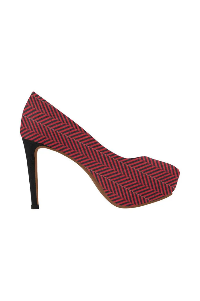 Crimson Herringbone Women's High Heels (Model 044)