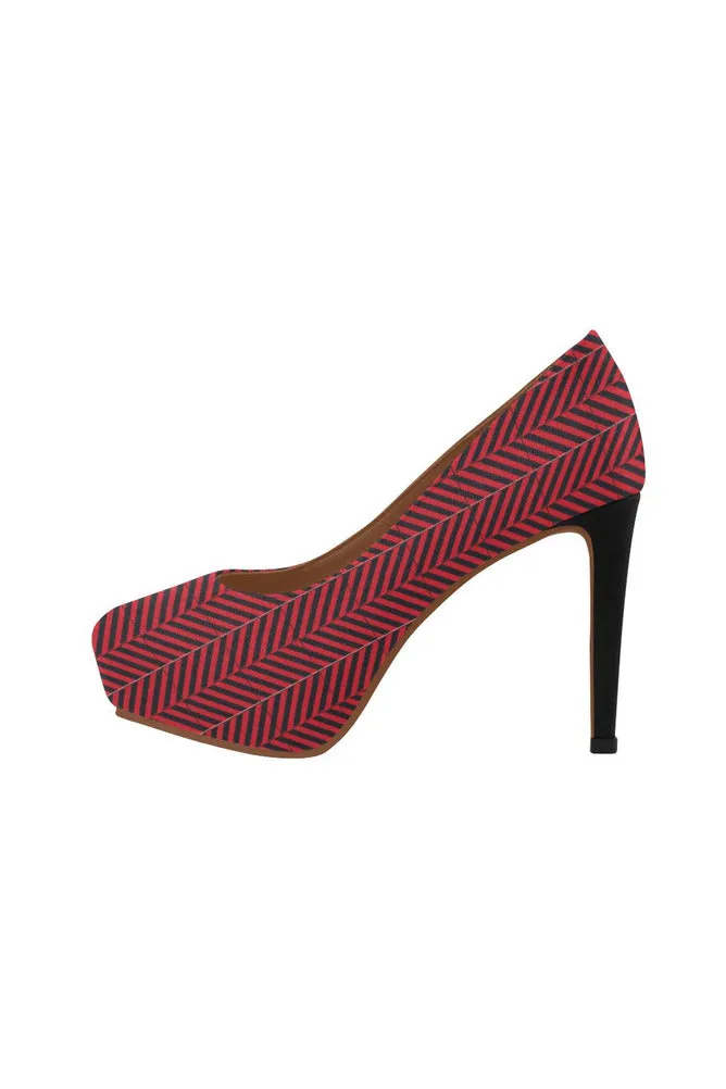 Crimson Herringbone Women's High Heels (Model 044)