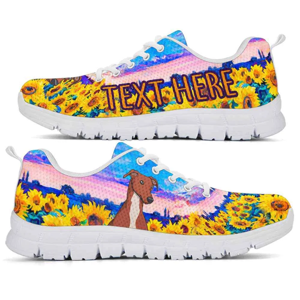 Custom Name Greyhound Sneaker, Greyhound Sunflower Sky Sneakers Running Shoes, Best Running Shoes