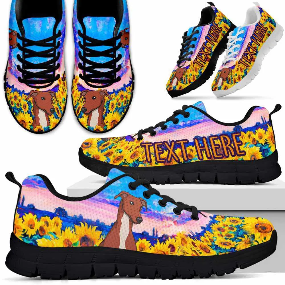 Custom Name Greyhound Sneaker, Greyhound Sunflower Sky Sneakers Running Shoes, Best Running Shoes