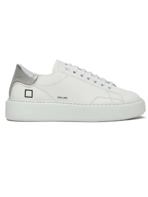 D.A.T.E. Sfera Laminated White Silver Trainers W401-SF-LM-WS