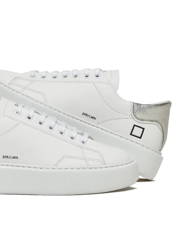 D.A.T.E. Sfera Laminated White Silver Trainers W401-SF-LM-WS