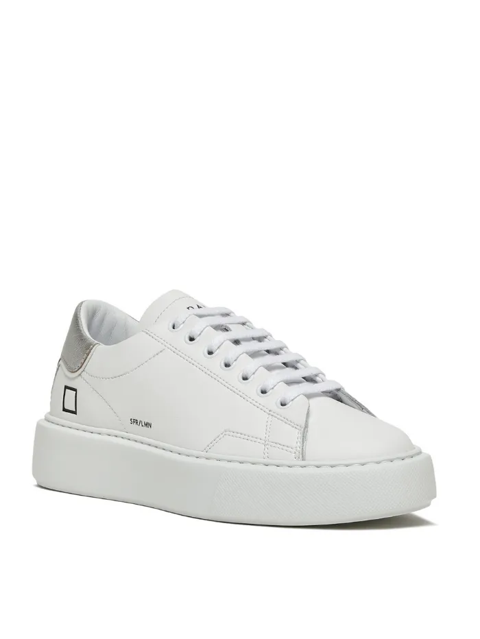 D.A.T.E. Sfera Laminated White Silver Trainers W401-SF-LM-WS