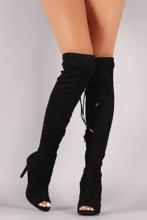 Dej - Lace-Up peep Toe Over-The-Knee Boots