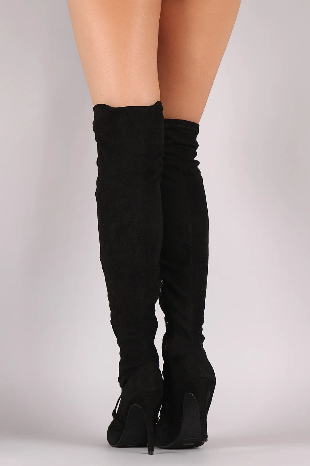 Dej - Lace-Up peep Toe Over-The-Knee Boots