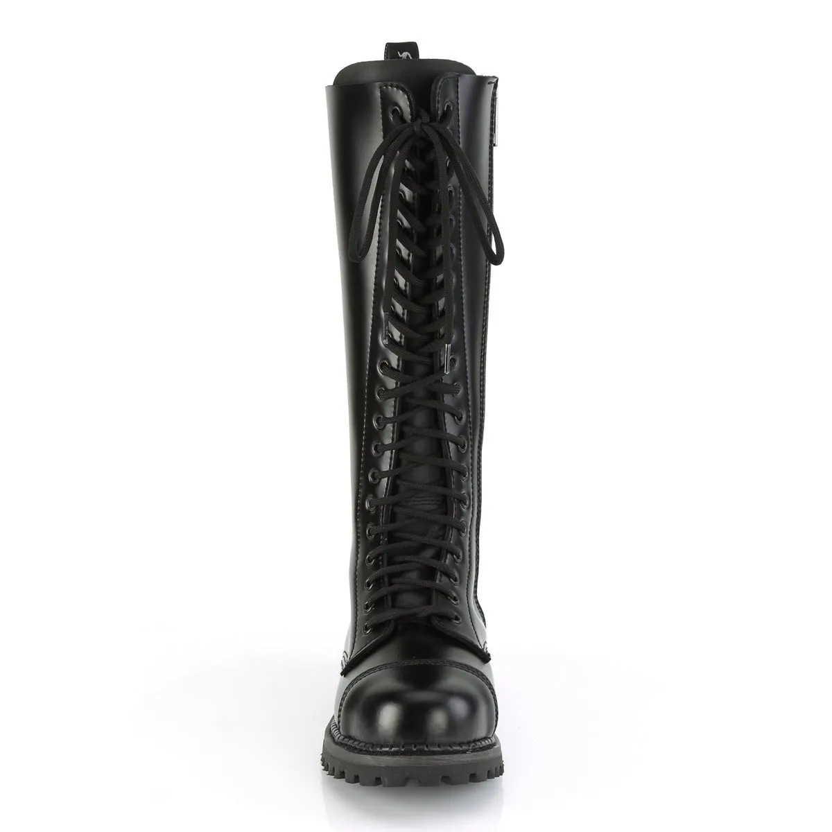 Demonia RIOT-20 | Black Leather Combat Boots