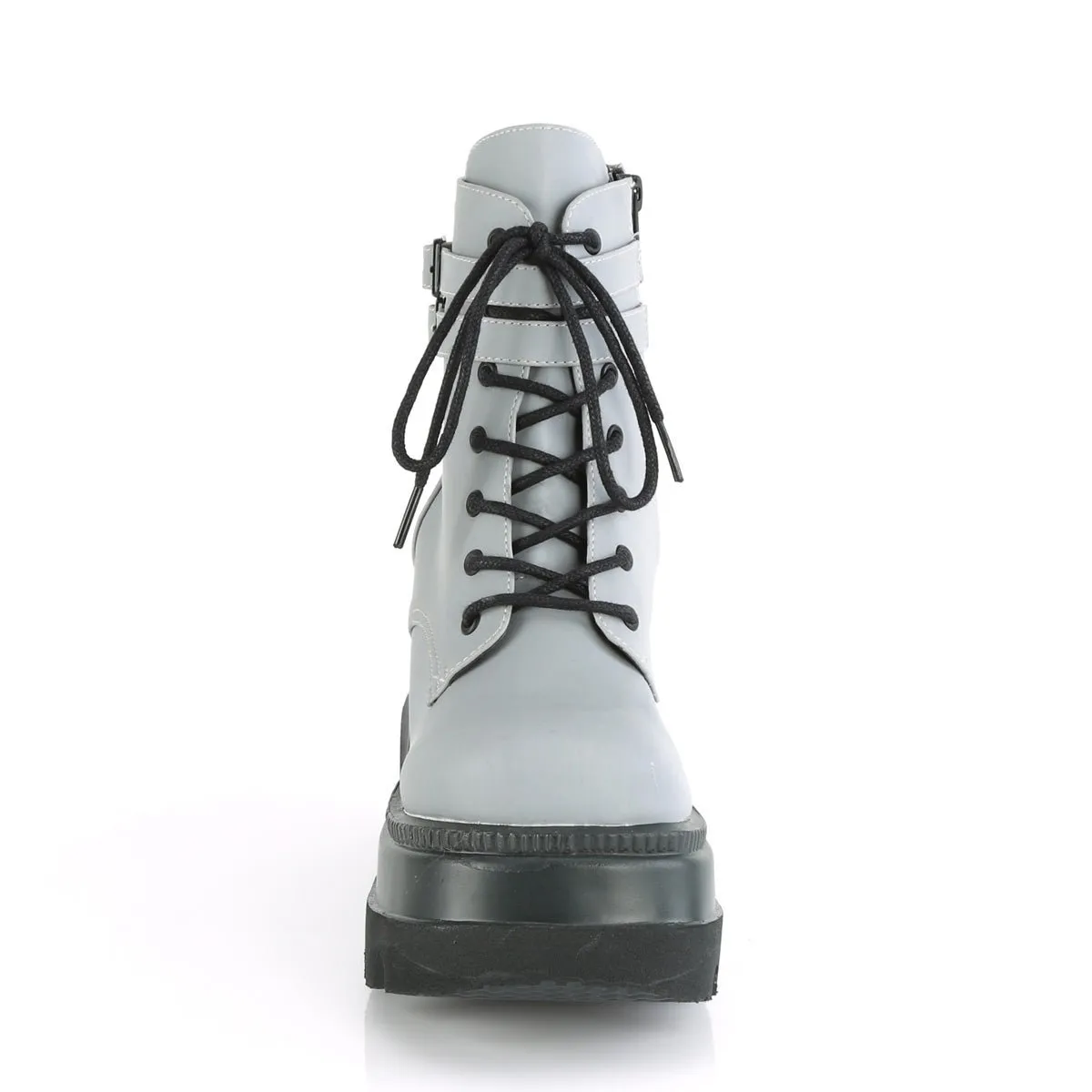 Demonia SHAKER-52 | Grey Reflective Ankle Boots