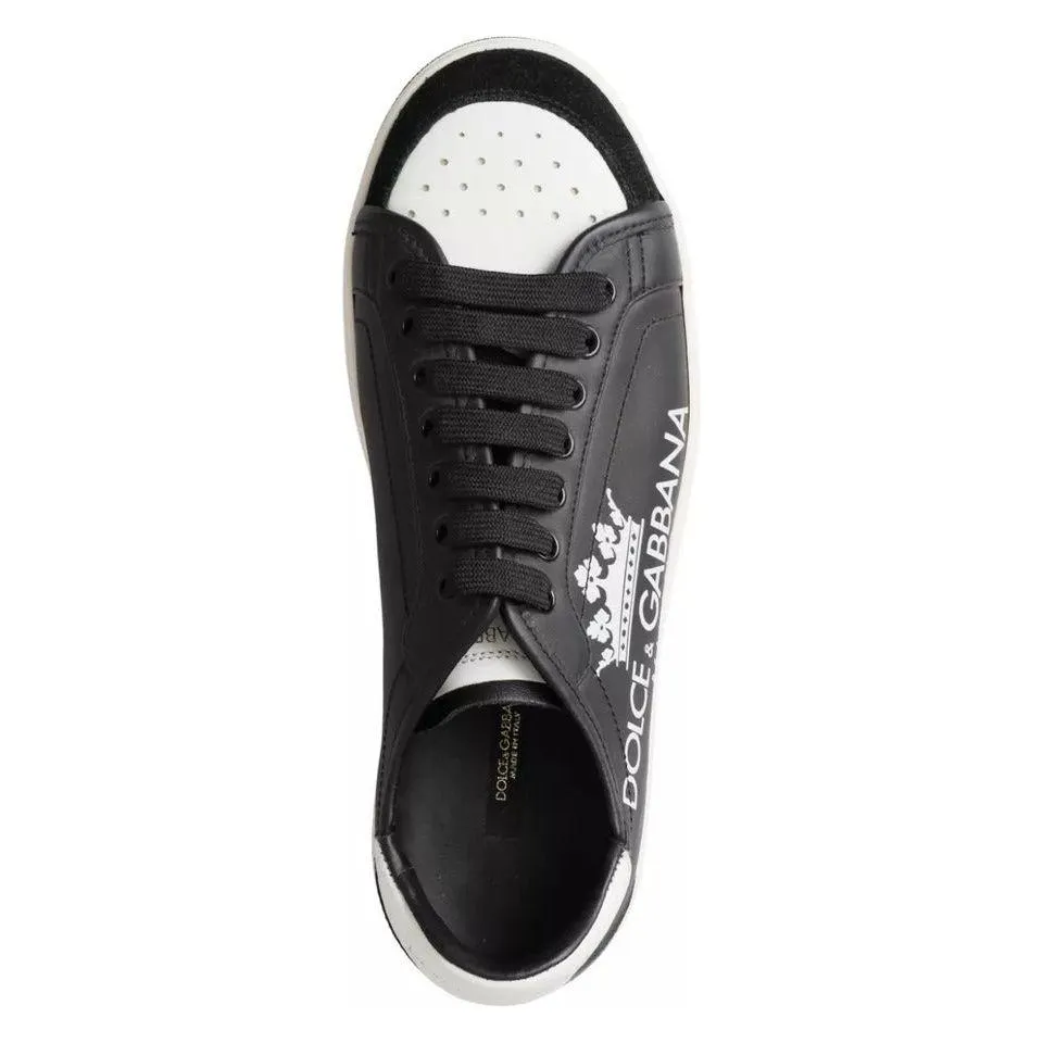 Dolce & Gabbana Black Leather Crown Milano Sneakers Casual Shoes