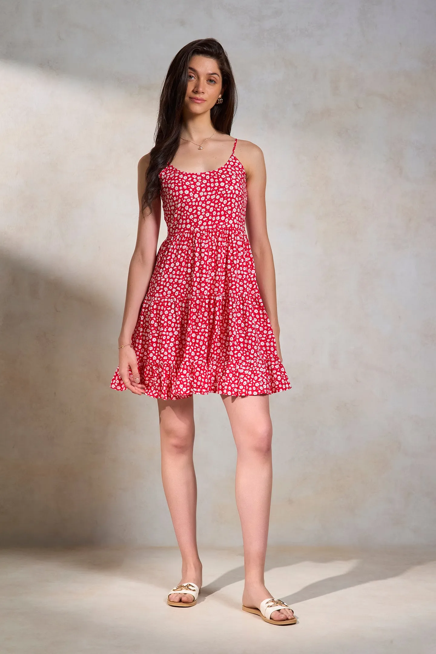 Eni|Floral Lace-Up Dress