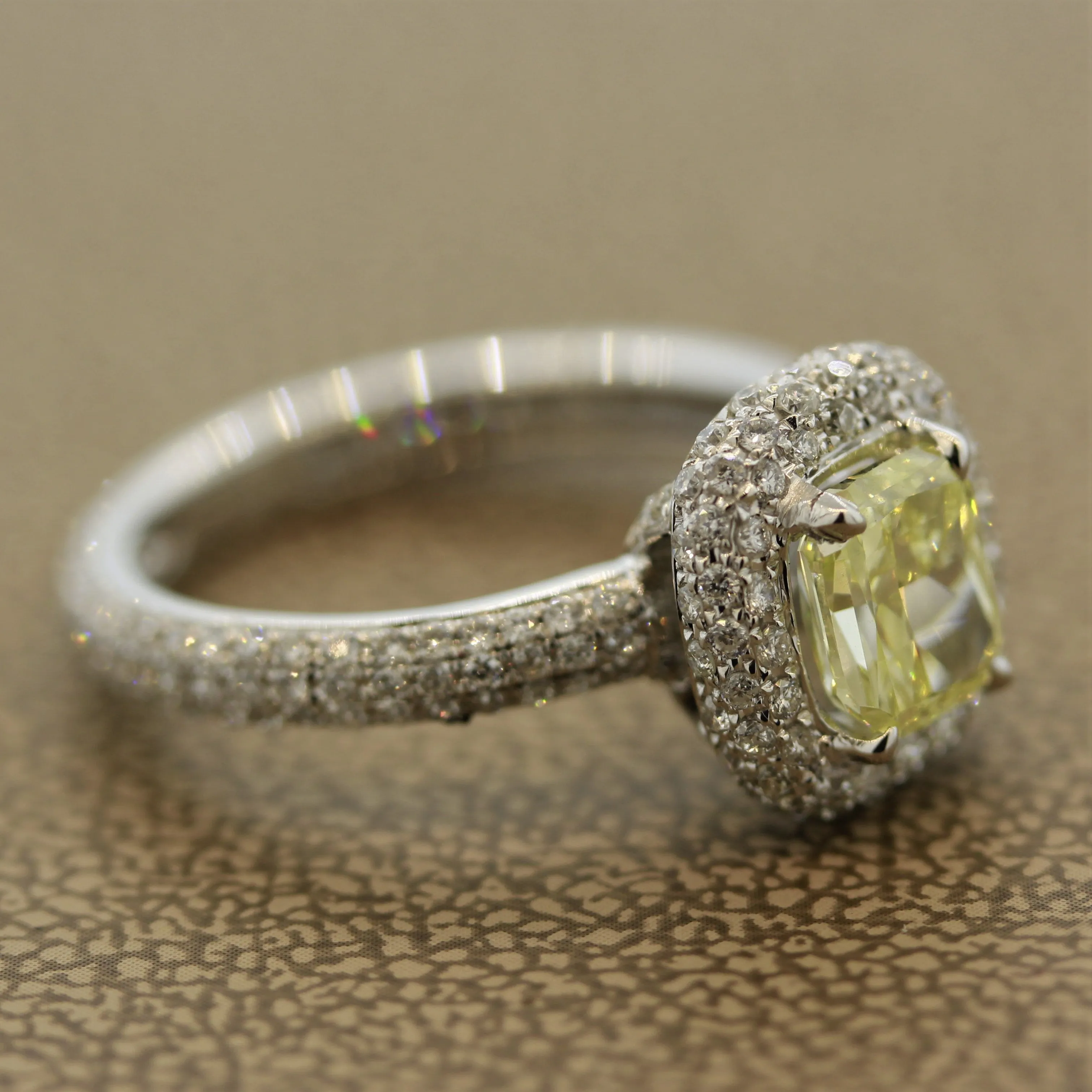 Fancy Yellow Diamond Gold Eternity Engagement Ring