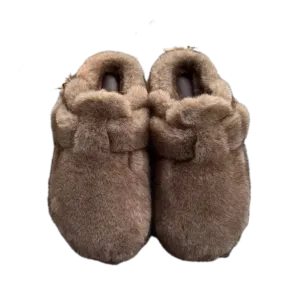 Faux Fur Clogs - Natural