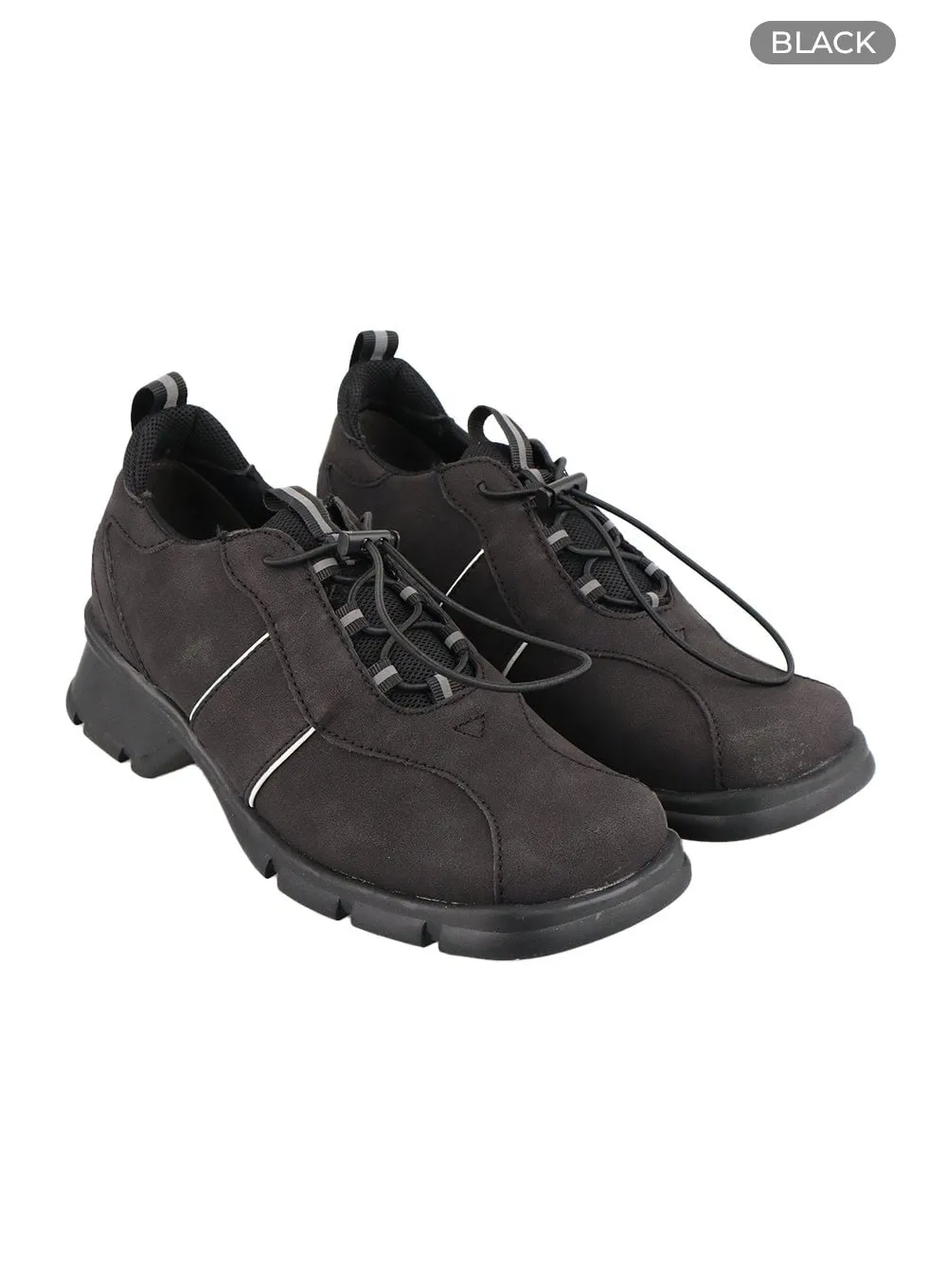 Faux Leather Lace-Up Sneakers CY414