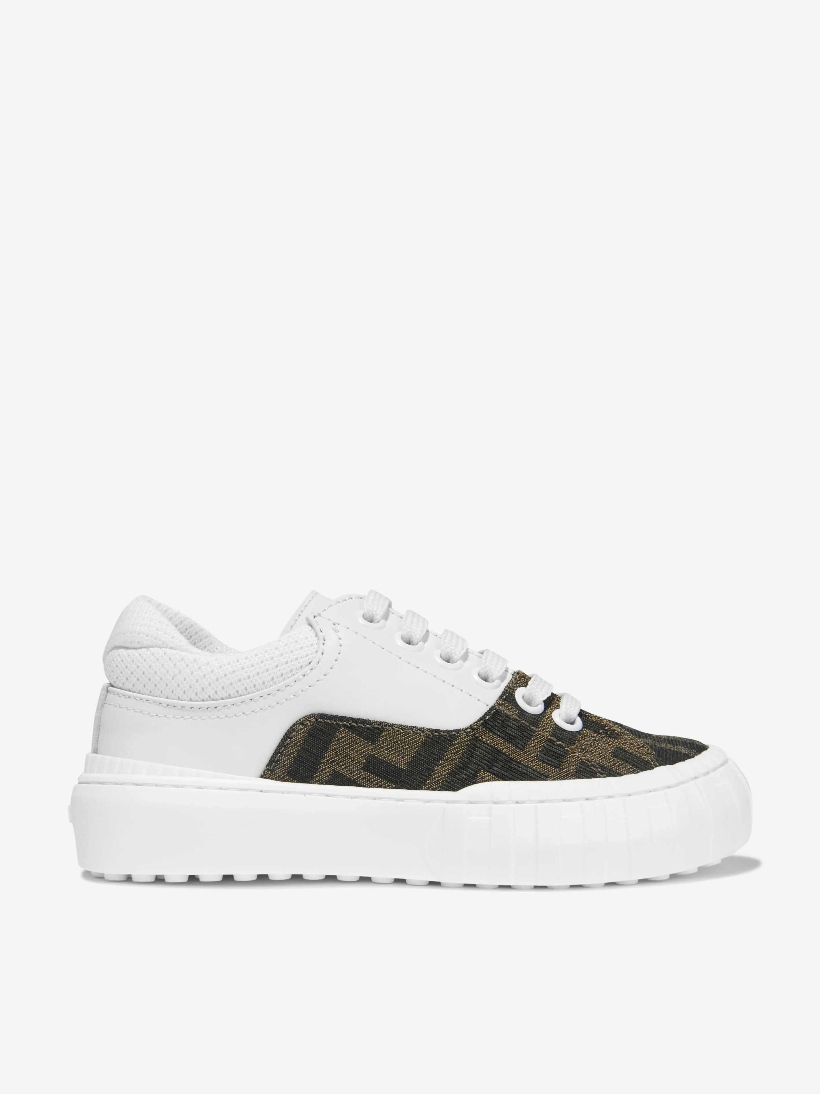 Fendi Unisex Leather And Canvas Logo Trainers