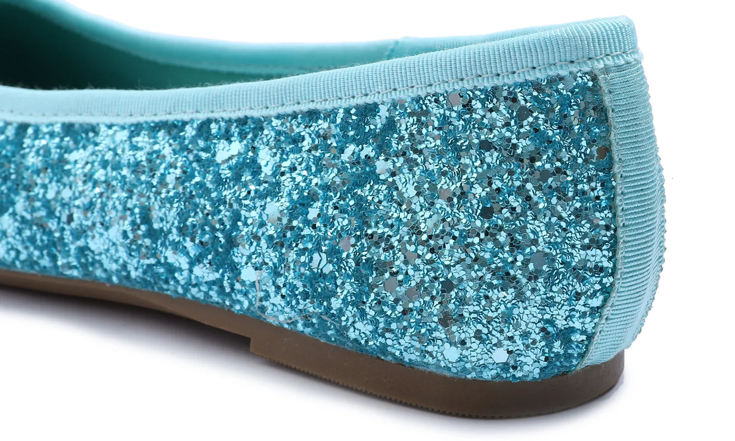 Feversole Women's Sparkle Memory Foam Cushioned Colorful Shiny Ballet Flats Glitter Turquoise Blue