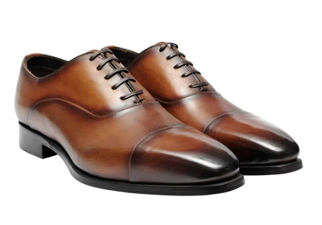 Filangieri -Stained Brown Oxford Wing Tip Lace Up Dress Shoes