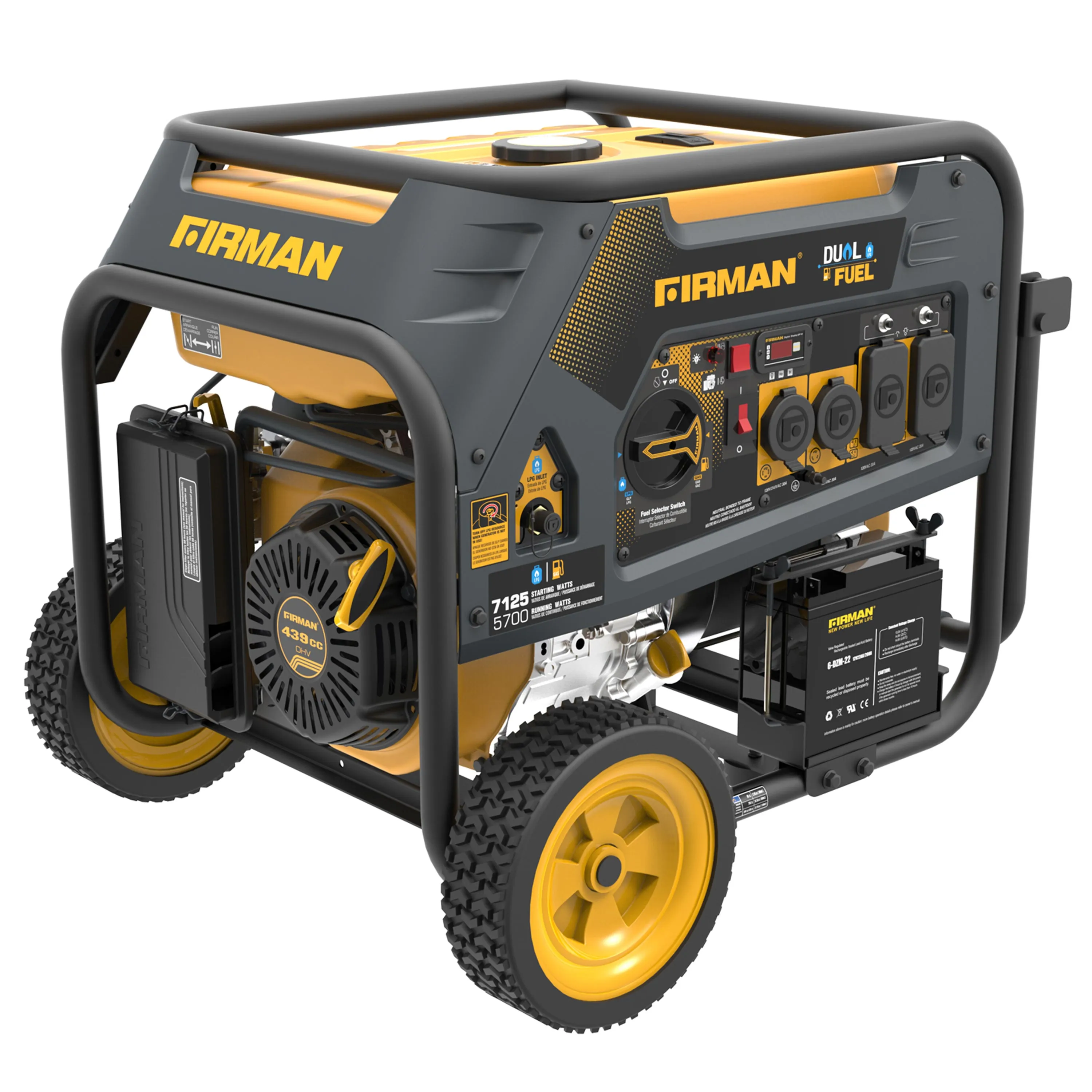 FIRMAN H05753 7100/5700 Watt Dual Fuel Electric Start Generator, cETL