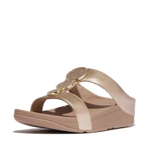 FitFlop Halo Bead Circle Metallic Slide Sandals - Latte Beige