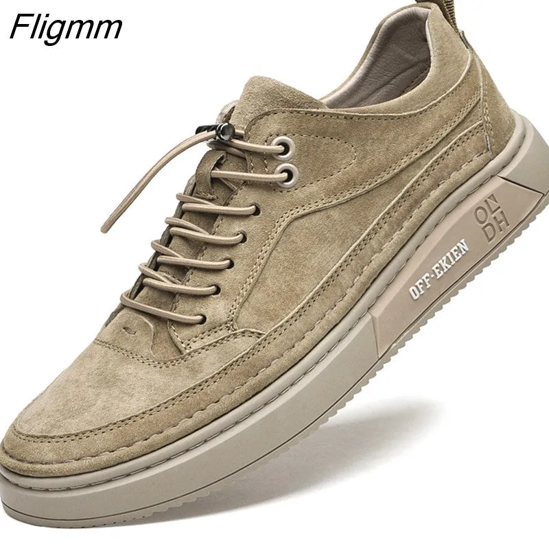 Fligmm Men Shoes fashion Genuine Leather Loafers Breathable Autumn lace up comfortable Casual Shoes Outdoor Men Sneakers shoes 516-1