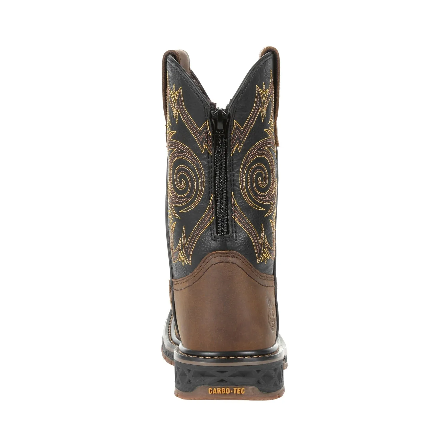 Georgia Youth Brown/Black Leather Carbo-Tec LT Pull-On Cowboy Boots