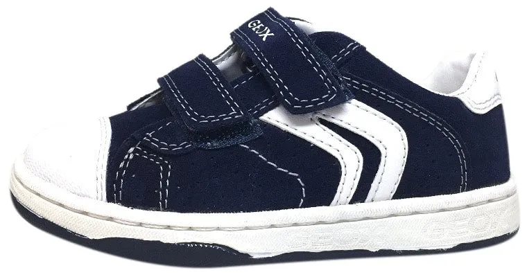 Geox Boy's Maltin Navy & White Double Hook and Loop Strap Sneaker Shoe