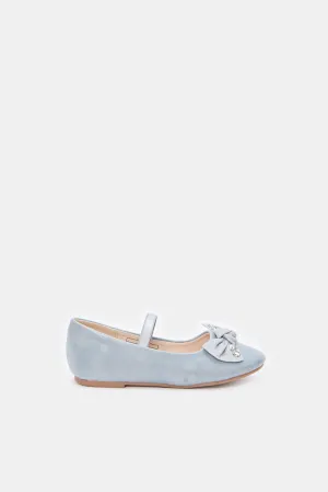 Girls Blue Denim Bow Ballerinas