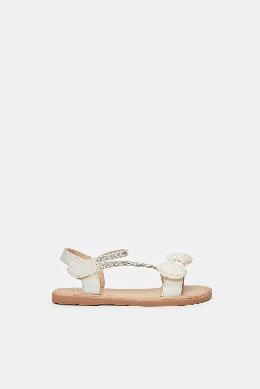 Girls White Bow Strap Sandal