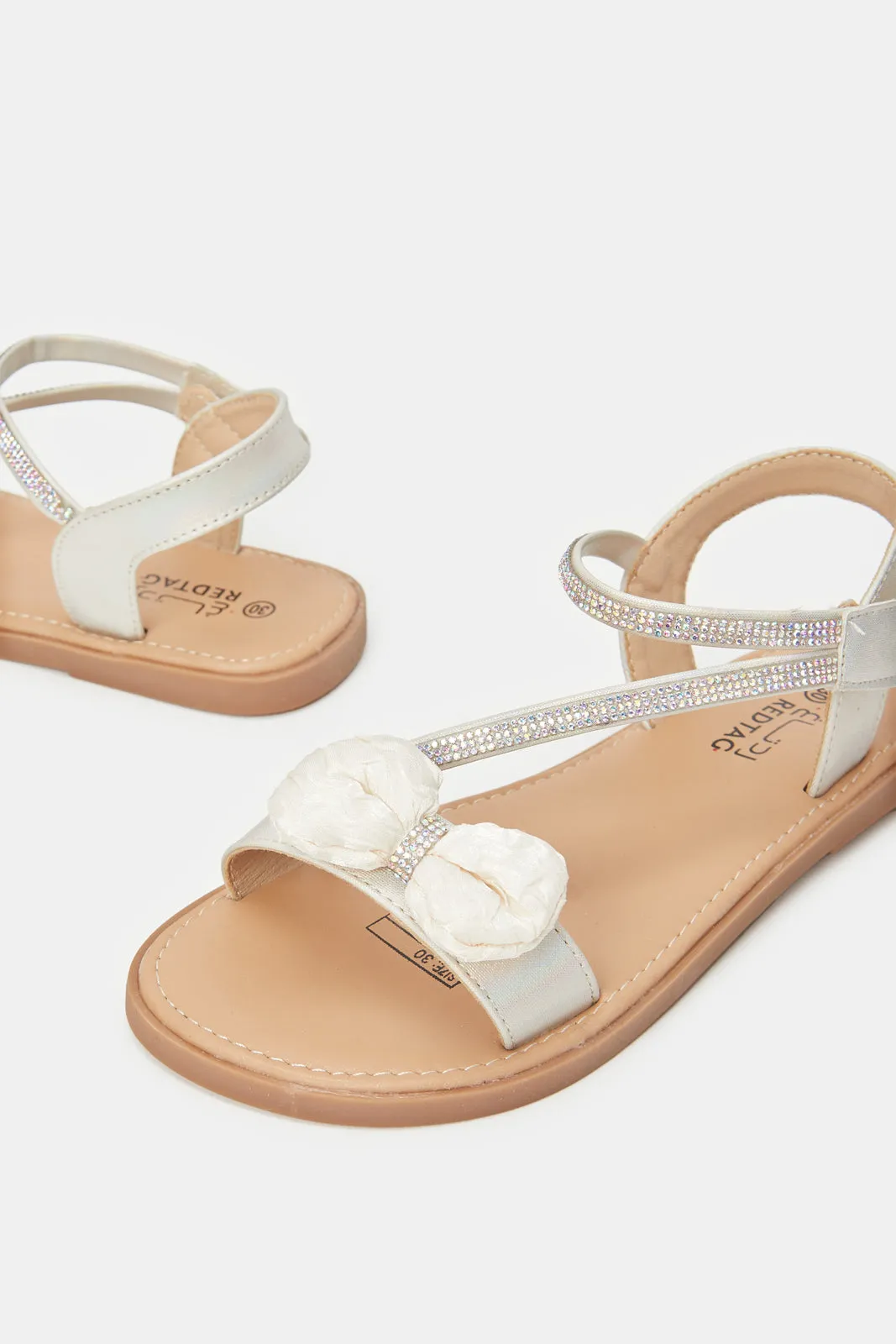 Girls White Bow Strap Sandal