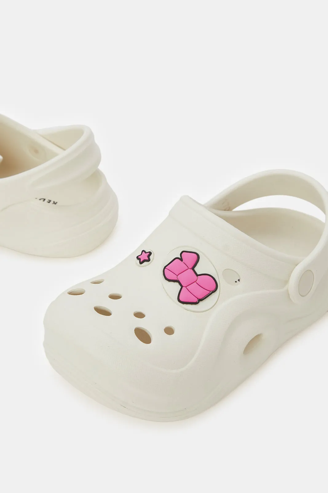 Girls White Star Patch Clog