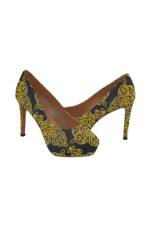 Gold Lace Women's High Heels