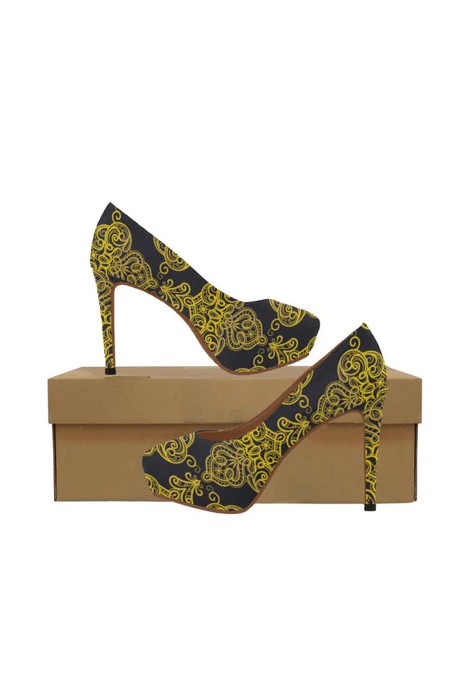 Gold Lace Women's High Heels